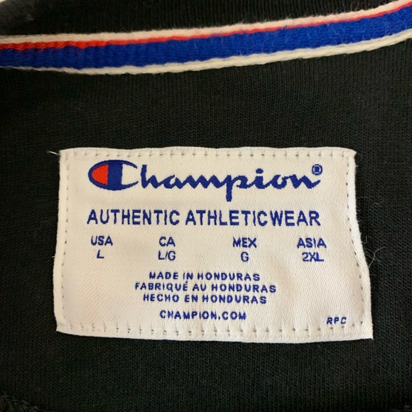 Champion Black Script Logo Raglan Sleeve Crew Neck Sweatshirt Large - Picture 5 of 7